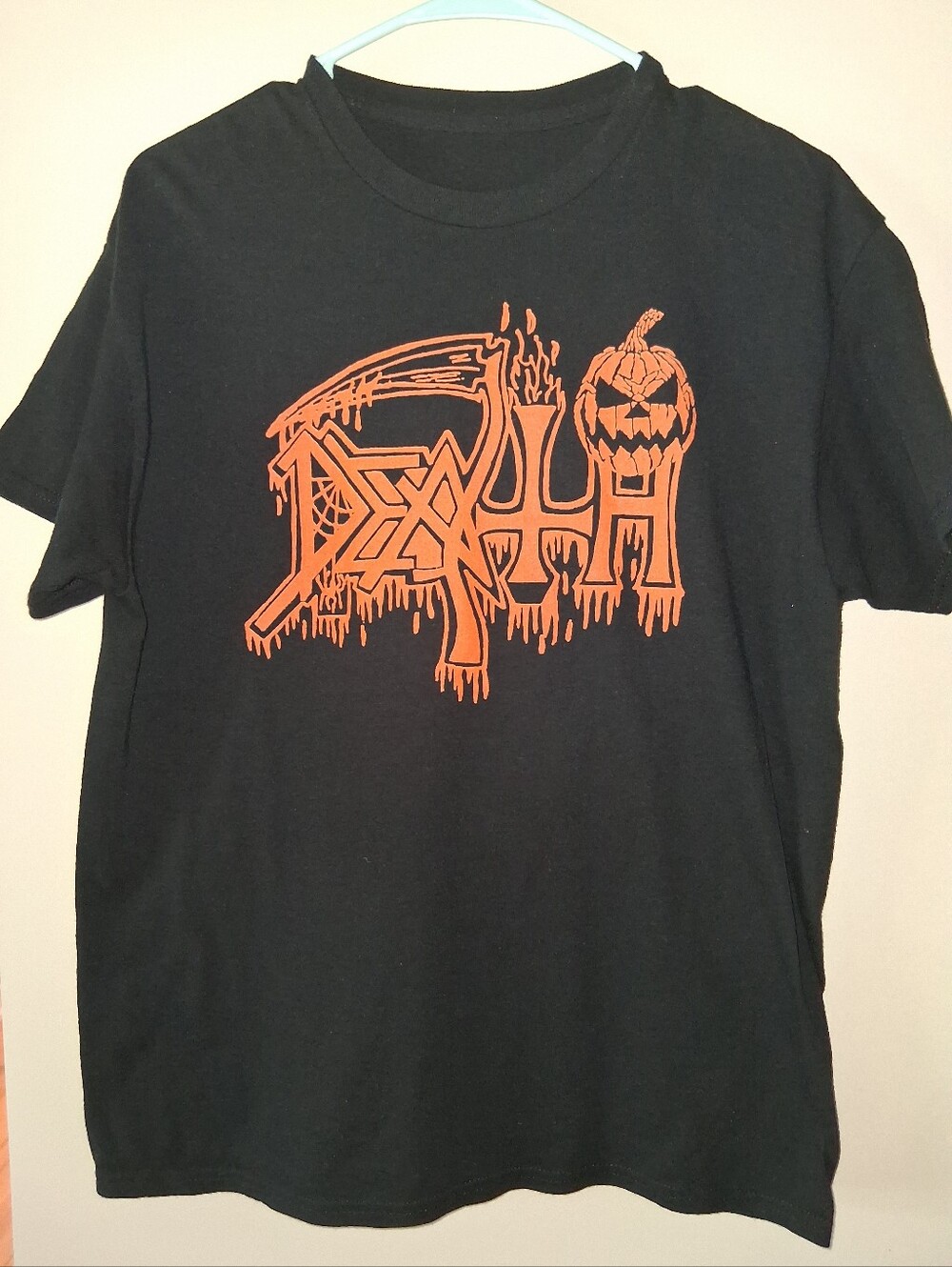 DEATH Black Graphic Tee with Orange Halloween Death Logo